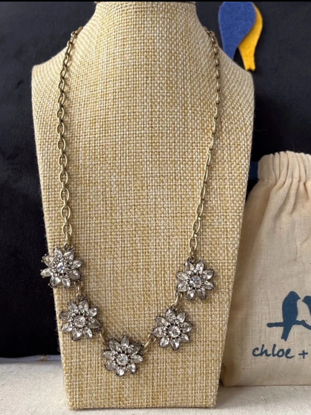 Chloe + Isabel 💛💙Mirabelle Floral Crystal Statement Necklace NWOT